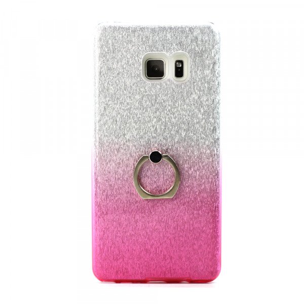 Wholesale Galaxy Note FE / Note Fan Edition / Note 7 Shiny Armor Ring Stand Hybrid Case (Pink)
